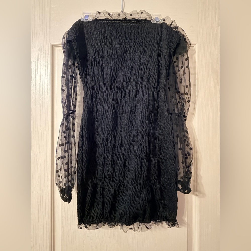 Black Sheer Sleeve Dress - XL